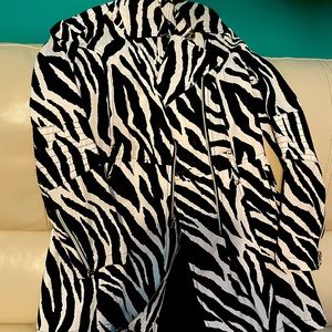 Zebra striped trench coat